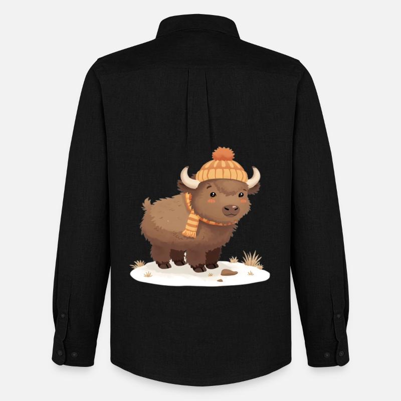 Winterbison mit Mütze - Männer Oxford Hemd von Stanley/Stella - Schwarz