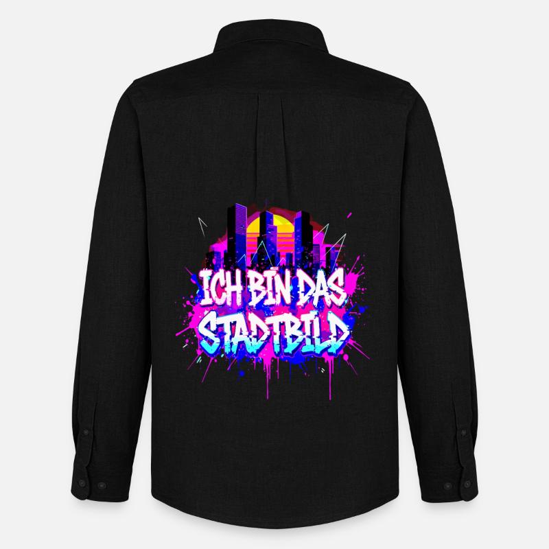 Synthwave Stadtbild - Ich Bin Das Stadtbild - Männer Oxford Hemd von Stanley/Stella - Schwarz
