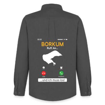 BORKUM APPELLE ET JE DOIS Y ALLER Drôle - Chemise Oxford homme Stanley/Stella - charbon - Dos - AI Model Male 185 dark (185cm)