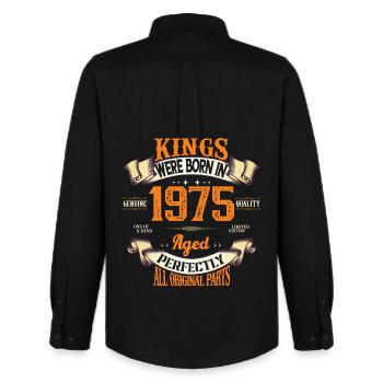 kings born in 1975 - Chemise Oxford homme Stanley/Stella - noir - Dos - AI Model Male 185 dark (185cm)