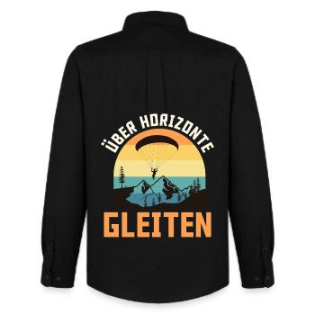 Paraglider GLIDING OVER HORIZONS Funny - Men's Oxford Shirt by Stanley/Stella - black - Back - AI Model Male 185 dark (185cm)