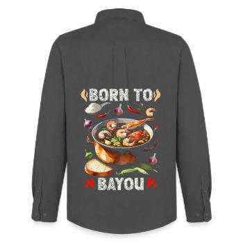 Bayou Food - Men's Oxford Shirt by Stanley/Stella - anthracite - Back - AI Model Male 185 dark (185cm)