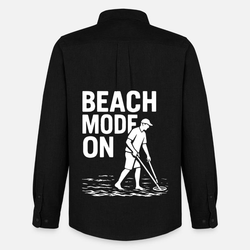 Beach-Modus auf Funny Metal Detecting-Design - Männer Oxford Hemd von Stanley/Stella - Schwarz