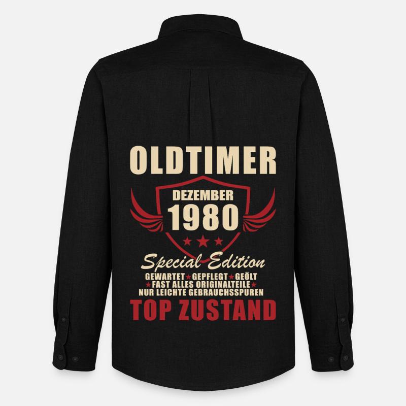 Oldtimer Dezember 1980 Special Edition - Männer Oxford Hemd von Stanley/Stella - Schwarz