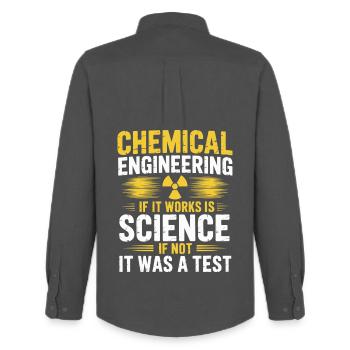 Drôle d’ingénieur chimiste scientifique Logique de l’humour - Chemise Oxford homme Stanley/Stella - charbon - Dos - AI Model Male 185 dark (185cm)