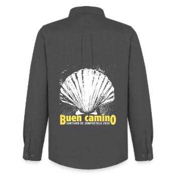 Buen Camino 2026 | Jakobsweg, Pilger, Santiago - Männer Oxford Hemd von Stanley/Stella - Anthrazit - Hinten - AI Model Male 185 dark (185cm)