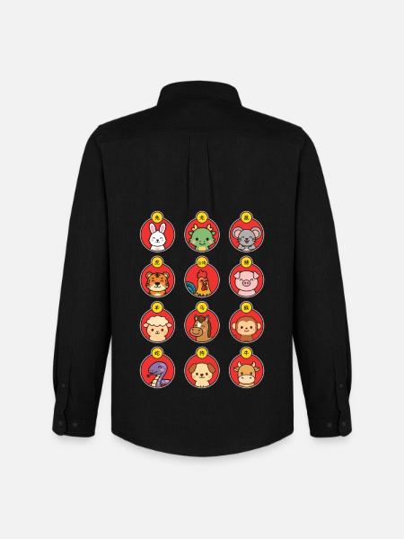 Chinese New Year Chinese Zodiac Sign Cute Animals - Men's Oxford Shirt by Stanley/Stella - black