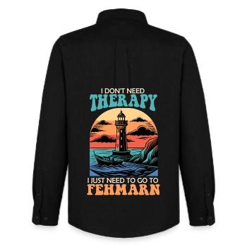 Baltic Sea NEED NO THERAPY MUST GO TO FEHMARN - Men's Oxford Shirt by Stanley/Stella - black - Back - AI Model Male 185 dark (185cm)