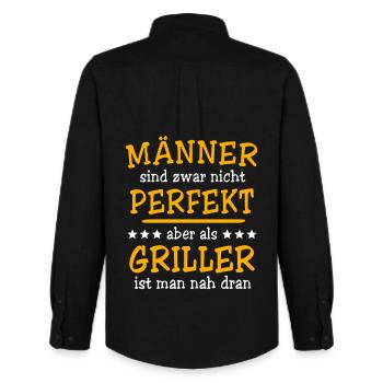 Griller Grillen - Männer Oxford Hemd von Stanley/Stella - Schwarz - Hinten - AI Model Male 185 dark (185cm)
