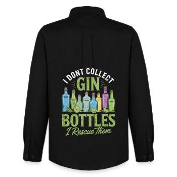 Gin I Dont Collect Gin Bottles I Rescue Them - Männer Oxford Hemd von Stanley/Stella - Schwarz - Hinten - AI Model Male 185 dark (185cm)