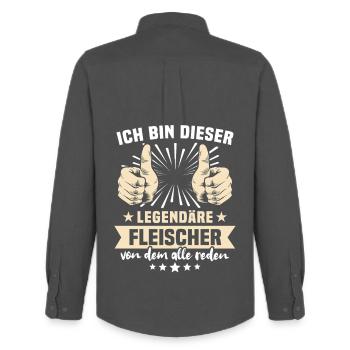 Fleischer Sprüche - Chemise Oxford homme Stanley/Stella - charbon - Dos - AI Model Male 185 dark (185cm)