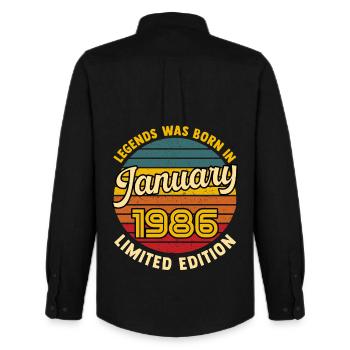Legend Born In January 1986 40 Years Birthday - Men's Oxford Shirt by Stanley/Stella - black - Back - AI Model Male 185 dark (185cm)