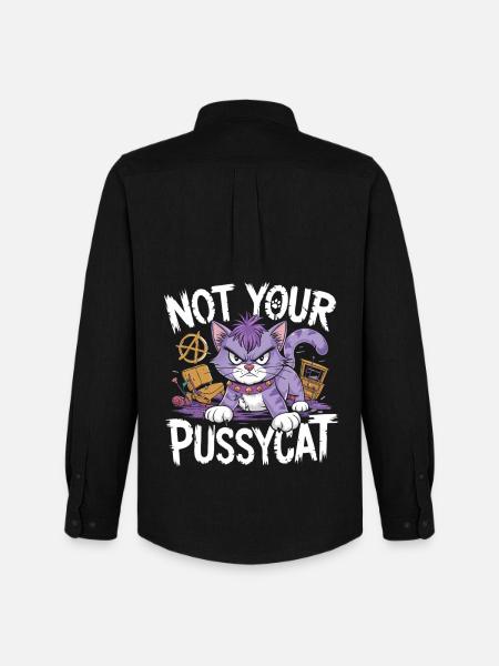 Rebellious cat with punk attitude - Men's Oxford Shirt by Stanley/Stella - black