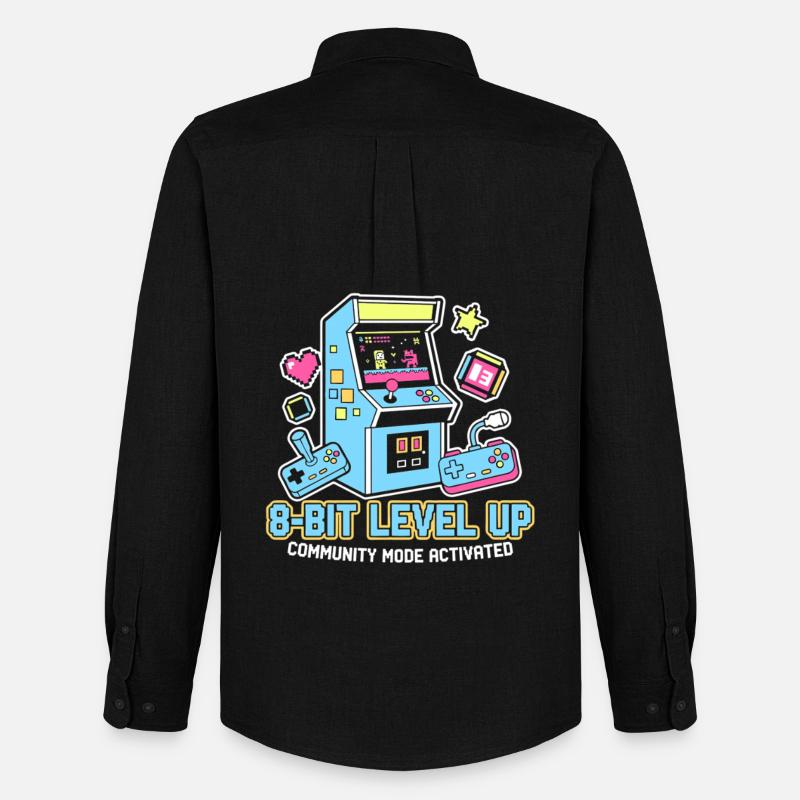 8-Bit LEVEL Arcade Retro Gaming Community - Männer Oxford Hemd von Stanley/Stella - Schwarz