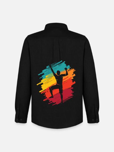Climbing Mountains Retro Climber Bouldering - Men's Oxford Shirt by Stanley/Stella - black