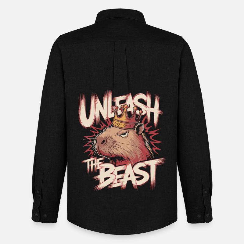 Capybara König Unleash the Beast Design - Männer Oxford Hemd von Stanley/Stella - Schwarz