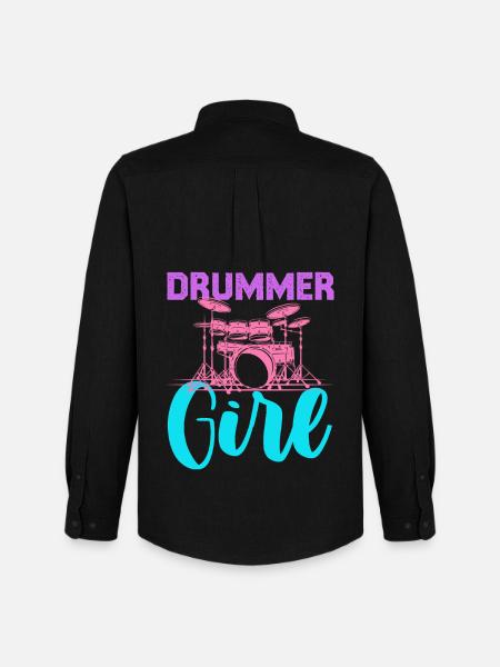Drummer Girl Neon Pastel - Men's Oxford Shirt by Stanley/Stella - black