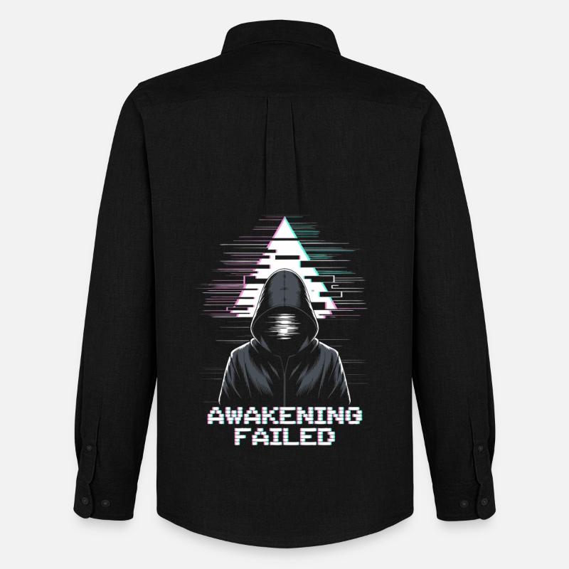 Glitch-Hacker mit „Awakening Failed“ Look - Männer Oxford Hemd von Stanley/Stella - Schwarz