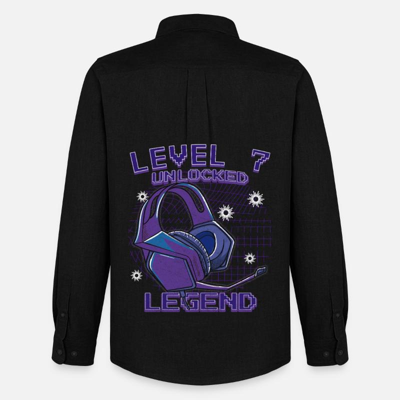Level Unlocked Kopfhörer Neon - Männer Oxford Hemd von Stanley/Stella - Schwarz