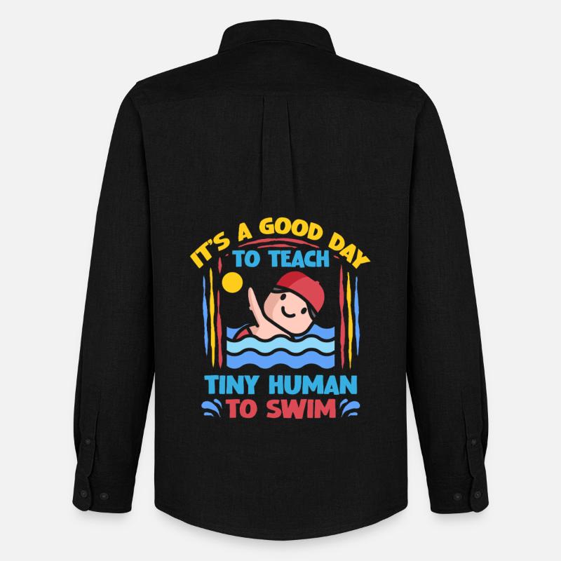 Schwimmlehrer Teaching Tiny Humans To Swim - Männer Oxford Hemd von Stanley/Stella - Schwarz