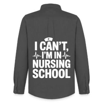 I can't I'm in nursing school - Men's Oxford Shirt by Stanley/Stella - anthracite - Back - AI Model Male 185 dark (185cm)