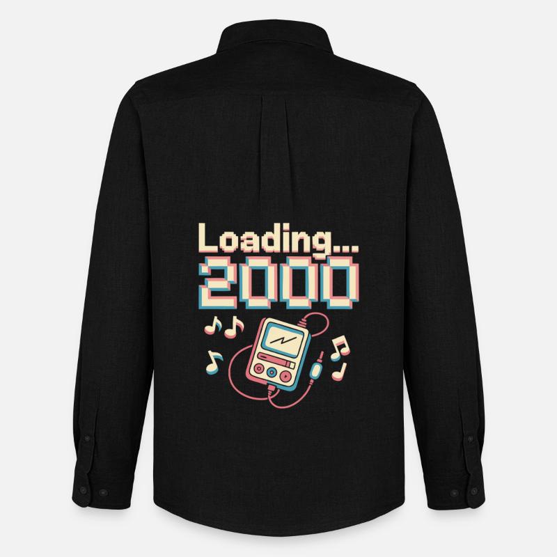 Y2K Pixel Design – Loading 2000 - Männer Oxford Hemd von Stanley/Stella - Schwarz