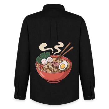 Ramen-Schüssel Nudeln und Ei - Männer Oxford Hemd von Stanley/Stella - Schwarz - Hinten - AI Model Male 185 dark (185cm)