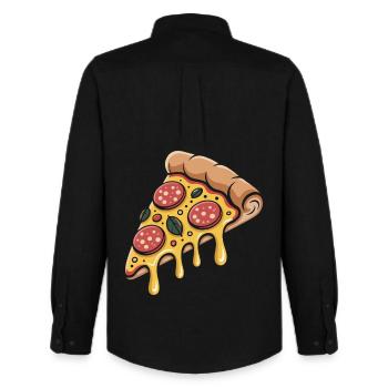 Pizza Handslice de dessins animés - Chemise Oxford homme Stanley/Stella - noir - Dos - AI Model Male 185 dark (185cm)