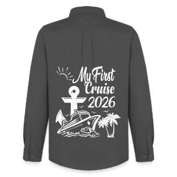 My First Cruise 2026 Family Vacation Trip Ship Mat - Männer Oxford Hemd von Stanley/Stella - Anthrazit - Hinten - AI Model Male 185 dark (185cm)