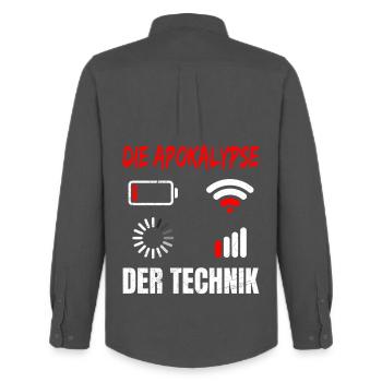 Coder THE APOCALYPSE OF TECHNOLOGY FUNNY - Men's Oxford Shirt by Stanley/Stella - anthracite - Back - AI Model Male 185 dark (185cm)