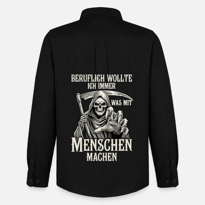 Beruflich was mit Menschen... (Sensenmann) - Männer Oxford Hemd von Stanley/Stella - Schwarz