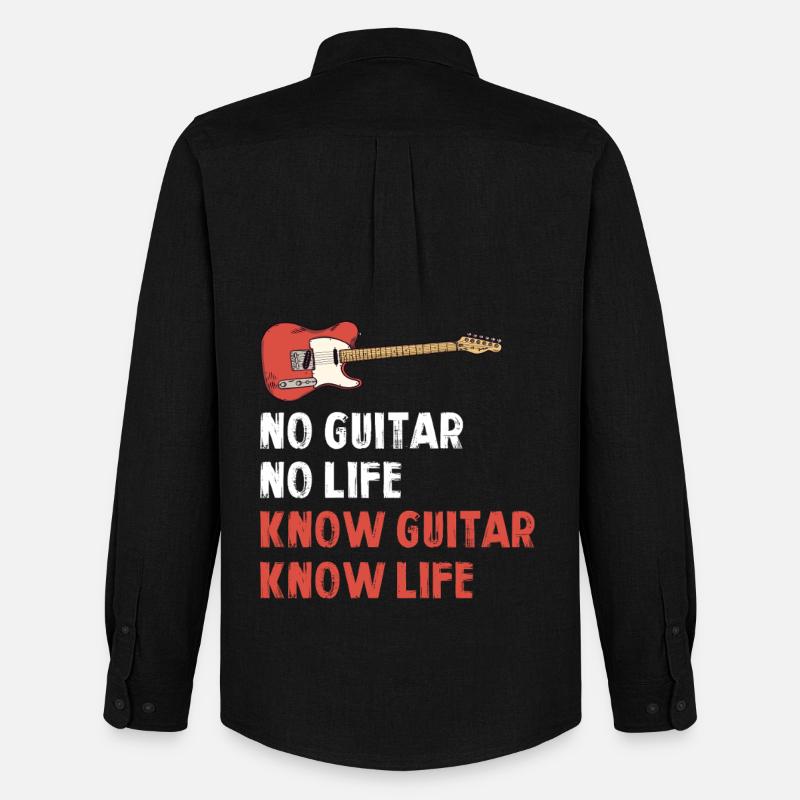 Gitarre Ist Leben Spruch Grafik - Männer Oxford Hemd von Stanley/Stella - Schwarz