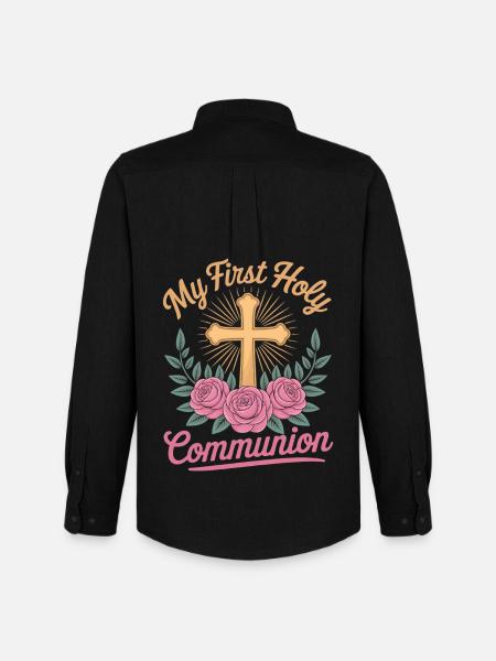 First Holy Communion Cross Roses - Men's Oxford Shirt by Stanley/Stella - black