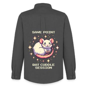 Savepoint: Rat Cuddle Time | Color Rat - Men's Oxford Shirt by Stanley/Stella - anthracite - Back - AI Model Male 185 dark (185cm)
