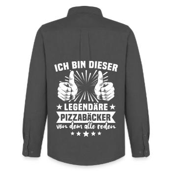 Légende du pizzaiolier - Chemise Oxford homme Stanley/Stella - charbon - Dos - AI Model Male 185 dark (185cm)