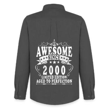 Aged to Perfection 2000 - Men's Oxford Shirt by Stanley/Stella - anthracite - Back - AI Model Male 185 dark (185cm)