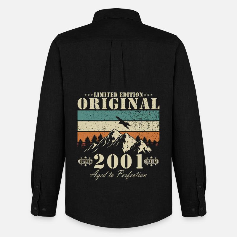 Limitierte Original 2001 Berglandschaft - Männer Oxford Hemd von Stanley/Stella - Schwarz