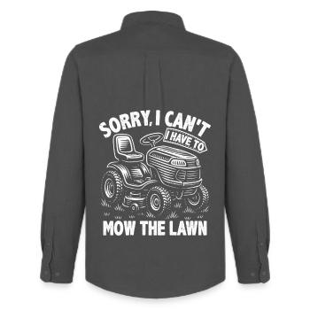 Sorry I Cant I Have To Mow The Lawn - Männer Oxford Hemd von Stanley/Stella - Anthrazit - Hinten - AI Model Male 185 dark (185cm)