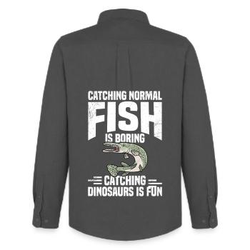 Spot de pêche d’alligator gar canne leurre alligator gar - Chemise Oxford homme Stanley/Stella - charbon - Dos - AI Model Male 185 dark (185cm)