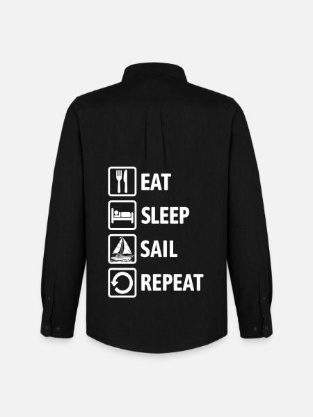 Eat Sleep Sail Repeat - Sailing Sailboat - Men's Oxford Shirt by Stanley/Stella - black