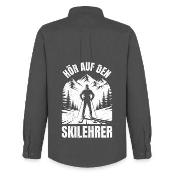 Skier SOIS GENTIL AVEC LE MONITEUR DE SKI DRÔLE - Chemise Oxford homme Stanley/Stella - charbon - Dos - AI Model Male 185 dark (185cm)