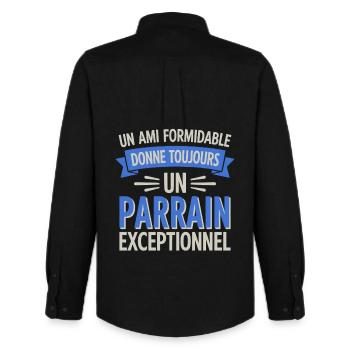 un ami formidable Parrain Exceptionnel - Chemise Oxford homme Stanley/Stella - noir - Dos - AI Model Male 185 dark (185cm)
