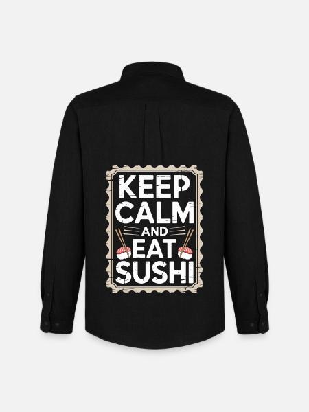 Sushi Håll dig lugn och ät sushi Japansk matälskare - Stanley/Stella Oxfordskjorta Herr - svart