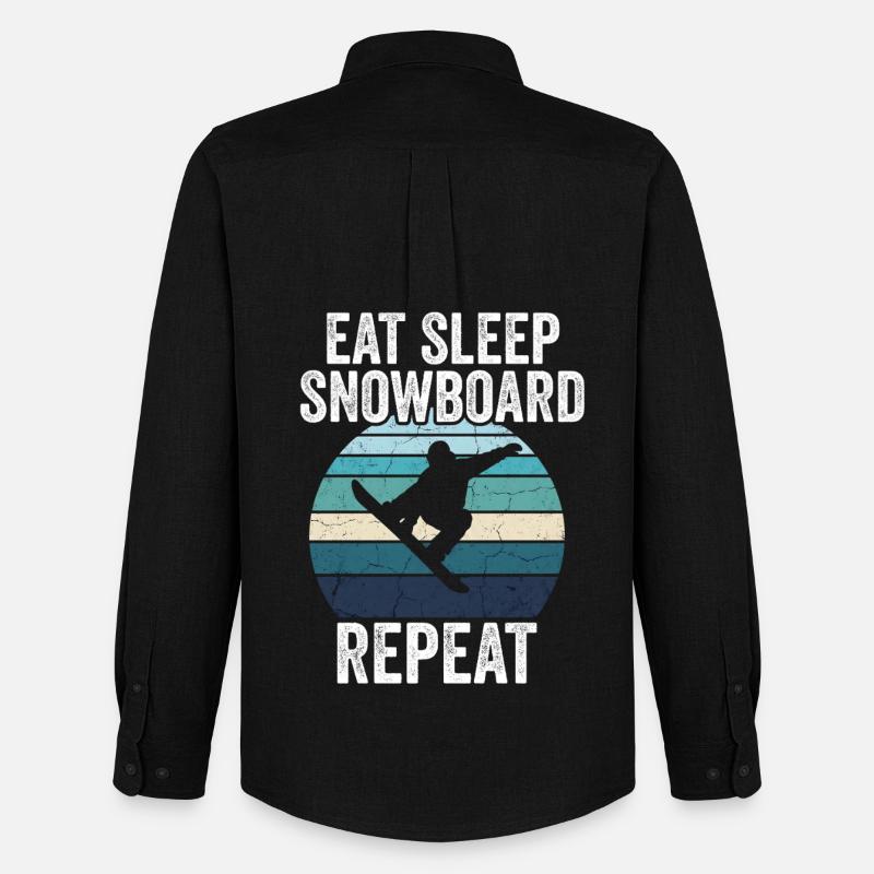 Eat Sleep Snowboard Repeat - Männer Oxford Hemd von Stanley/Stella - Schwarz