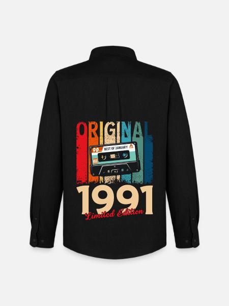 35th Birthday Cassette January 1991 - Men's Oxford Shirt by Stanley/Stella - black