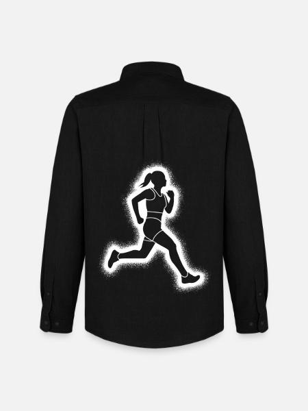 Running Jogging Ladies Girl Runner - Men's Oxford Shirt by Stanley/Stella - black