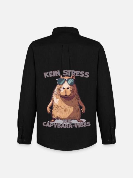 Capybara Saying No Stress Only Vibes - Men's Oxford Shirt by Stanley/Stella - black