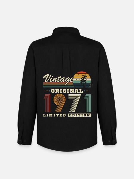 Originales Retro-Jubiläumsgeschenk von 1971 - Männer Oxford Hemd von Stanley/Stella - Schwarz