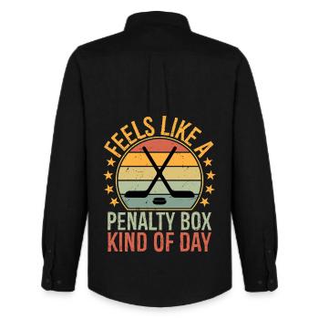 Feels Like A Penalty Box Kind of Day Funny Hockey - Men's Oxford Shirt by Stanley/Stella - black - Back - AI Model Male 185 dark (185cm)
