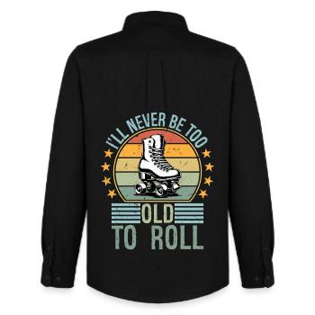 Never Too Old To Roll Derby Roller Skating Roll - Männer Oxford Hemd von Stanley/Stella - Schwarz - Hinten - AI Model Male 185 dark (185cm)